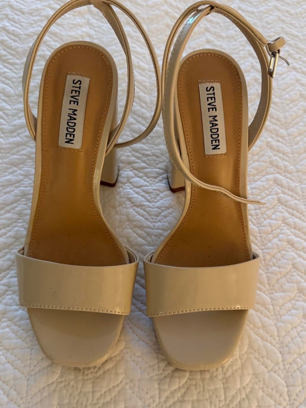 Steve Madden Women's Cream Block Heel Sandals